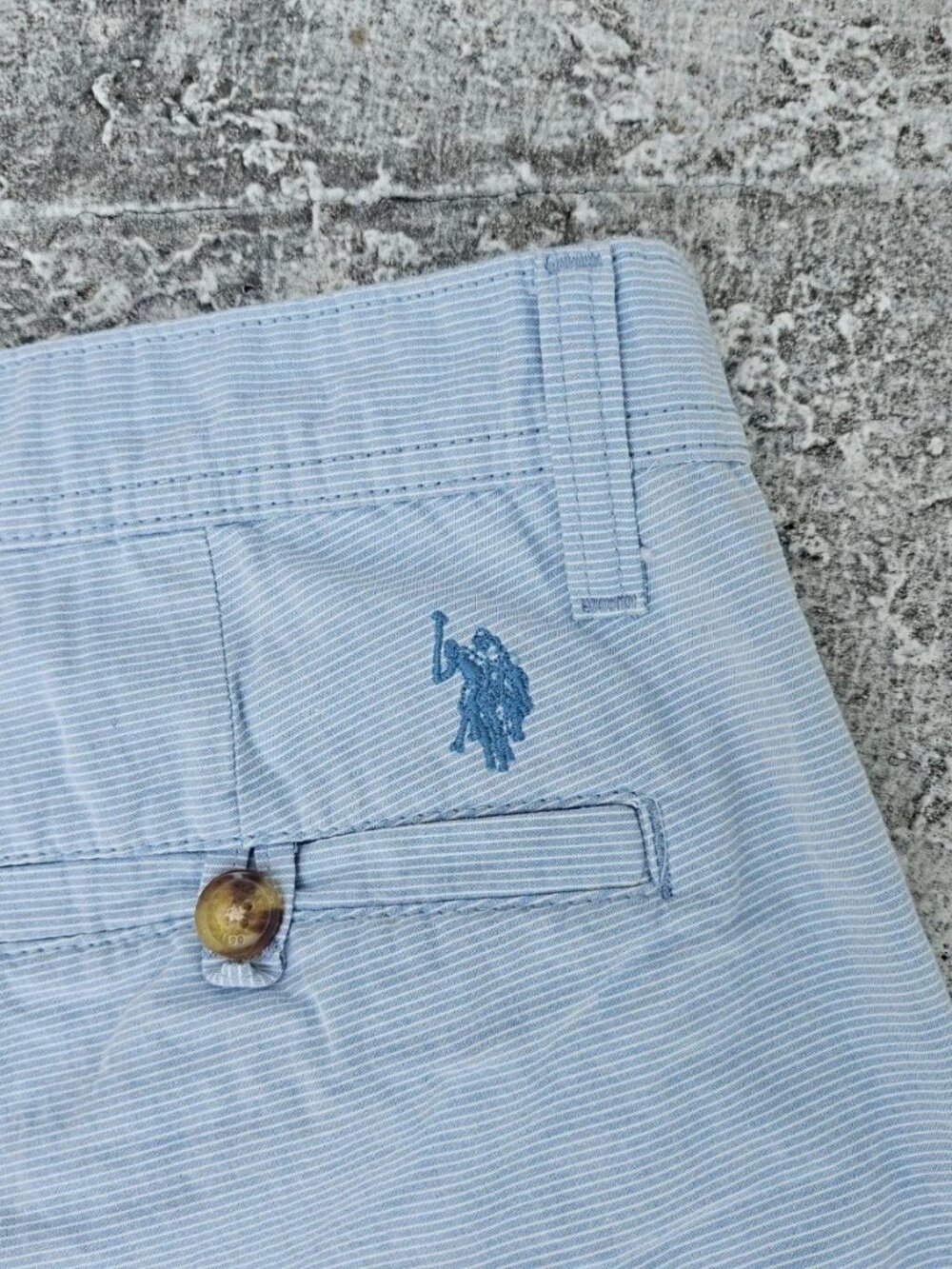 U.S. Polo ASSN, Men Shorts Bermuda Blue White Stripe Summer Short Size 34 - Picture 5 of 9